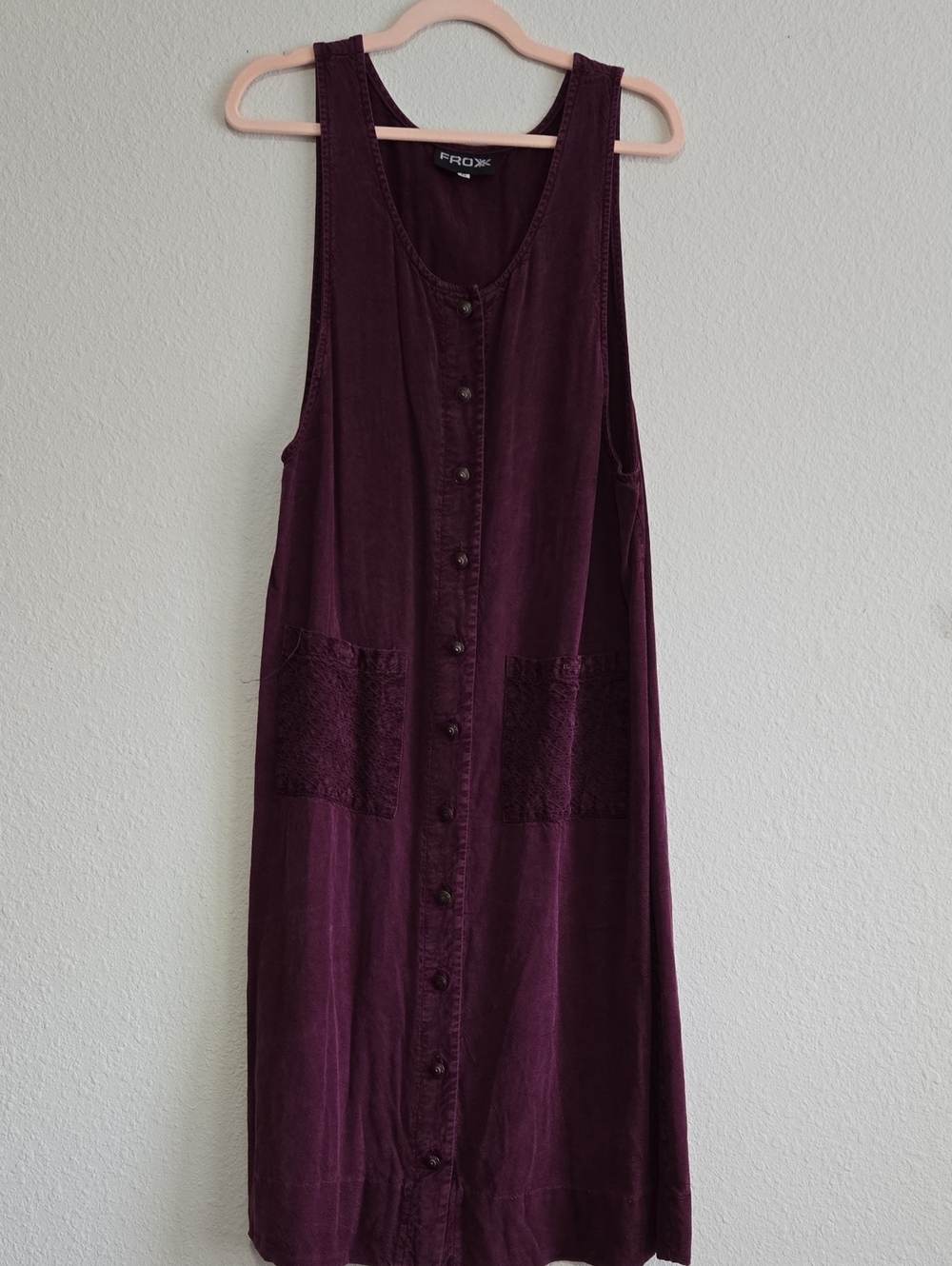 Vintage FROXX Women’s Plum Button-Front Sleeveless Dress Size M